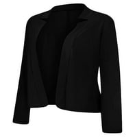 Luxplum жени бизнес якета с дълъг ръкав блейзери от твърд цвят жилетка яке обикновен кабинен палто Black xxl черно xxl