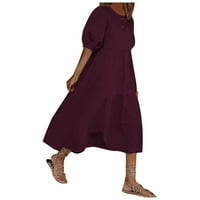 Вокос Бохемия рокля за жени-отпечатана рокля случайни удобен Мода къс ръкав екипажа врата плаж рокля рокля на клирънс вино 10