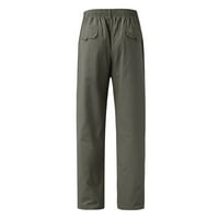 Relanfenk Мъжки модни ежедневни разхлабени памук плюс размер джобна дантела нагоре Еластични панталони на талията панталони