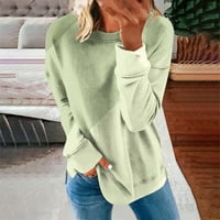 Posijego женски тениска с дълъг ръкав Небрежен цвят Блокиращ екипаж на шията свободен пуловер есенни зимни върхове