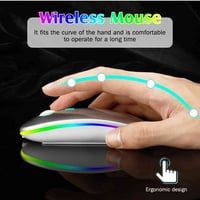 2.4GHz & Bluetooth мишка, акумулаторна безжична светодиодна мишка за Samsung Galaxy Tab S 9. Също така съвместим с телевизионния лаптоп Mac ipad Pro Computer Tablet Android - сребро