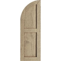 Екена мелница 18 в 74 г дървен материал грубо нарязан два равни плоски панела с четвърт кръгла арка Топ Фау дърво щори, грундиран тен