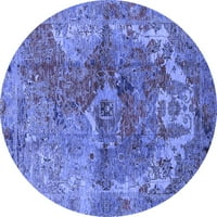 Ahgly Company Indoor Round Oriental Blue Industrial Area Rugs, 3 'Round