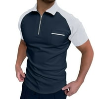 Ризи за мъже мъжки ежедневни цип завой надолу яка блуза къс ръкав реглан ръкав върхове риза