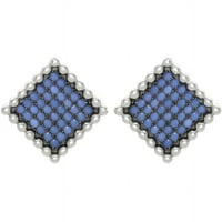 Синя тюркоазена стерлингова сребърна геометрична квадратна диамантна форма на капици