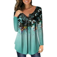 Tagold Summer Savings Clearance за дамски есенни зимни върхове, жени ежедневни тениски отпечатани дълги ръкави кръгла шия руч пуловер блуза върхове