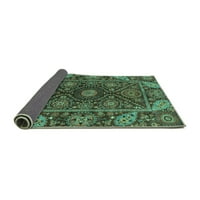 Ahgly Company Indoor Rectangle Oriental Turquoise Blue Traditional Area Cugs, 2 '3'