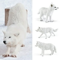 Temacd Arctic Wolf Модел Различни реалистични миниатюрни бели вълци статичен модел орнамент Пласт