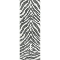 нулум Еерлин зебра шаг бегач килим, 2 '8 8', на разстояние Бяло