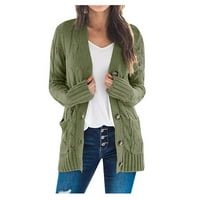 Riforla Womens Boho пачуърк жилетка с дълъг ръкав отворен предни плетани пуловери палто жилища за жени армия зелено_ xl