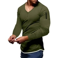 Кали _ магазин Тениски Мъжки тениски за мъже Мъжки хлабав кръг врата 3д печат дълъг ръкав Топ Армия зелено, л