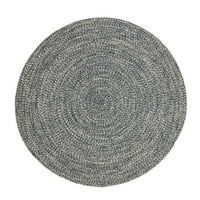 Превъзходен сплетен вътрешен килим на открито, 4 'кръг, деним синьо бяло