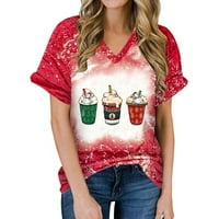 Патлолав женски върхове Коледни смешни букви за печат блуза тениски с къс ръкав тениски