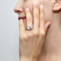 Стерлинг сребърен изток-запад сватбени годежни пръстени Кубичен циркония CZ Пръстен за пасианс комплект за жени, Родий Платен размер 4