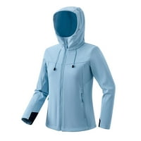 Wyongtao Raincoat Plus размер жени водоустойчив дълъг качул копче палта цип облицован вятър Пътуване Jacke, светлосин xxxl