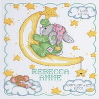 Janlynn Cross Stitch Kit, от, съобщение за раждане на полумесец, бяло