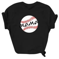 Дамски върхове на майчиния ден тематични мама букви бейзбол флорална графична тениска с късо ръкав свободен годващ причинно-следствен летен екипаж Основни модерни блузи