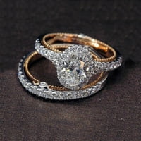 Женски сребърен плоскост K Rose Gold Diamond Egg-образна пръстен