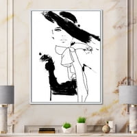Красив черно-бял модел Висша мода жена в рамка живопис платно Арт Принт