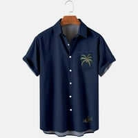 Мъжка Хавайска Плажна Риза С Къс Ръкав Лято Копче Надолу Ризи Хлабав Ежедневни Модни Блузи