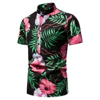 Летният плаж на Feternalmen Summe Beach Небрежен хавайски печат плаж стил с къс ръкав поло риза с къс ръкав Мъжки горни ризи за мъже