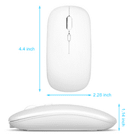 2.4GHz & Bluetooth Акумулаторна мишка за ROG телефон Bluetooth безжична мишка, предназначена за лаптоп Mac ipad Pro Computer Tablet Android Pure White