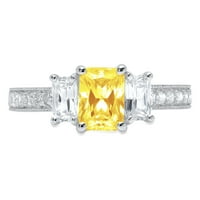1. CT Brilliant Emerald Cut Симулиран жълт диамант 14k бяло злато