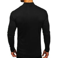 Мъжки риза с високо съдържание на дъното с дълги ръкави с твърд цвят сгъстена тениска мъжки върхове с дълги ръкави за празнични разчиствания