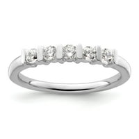 0,35ct. CZ Solid Real 14k бяло злато 5-каменна сватбена лента пръстен
