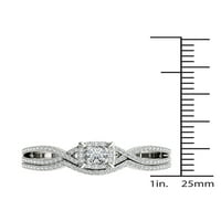 Карат Т. в. диамантен клъстер Двоен ореол 14кт годежен пръстен от бяло злато