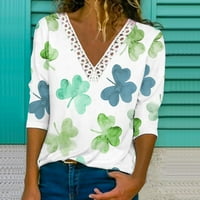 Дамски Тениски зелени детелини Дамски блузи и блузи ежедневни дълги ръкави в Деколте модерни летни ризи за жени