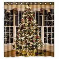 Коледно дърво с подаръци и светлини водоустойчиви полиестерни тъкани Размер на завесата за душ