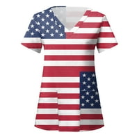 Дамски Блузи Ден На Независимостта Дрехи Америка Флаг Графични Тениски За Жени Ежедневно Пролет Лято Върхове За Жени О Врата Потник За Жени Ризи С Къс Ръкав Блузи За Жени Официални Ежедневни С Джоб