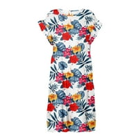 Amousa женски кръгла шия ежедневно късо ръкав Ruffle-Trim Summer Mini рокли с дълги ръкави ризи за жени