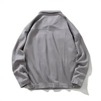 Wavsuf мъжки якета големи и високи джобове Бутон Превръщане Небрежно сиви палта размер 5XL