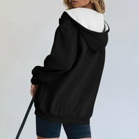 Apepal женски ежедневни модни модни Хелоуин отпечатани пуловер с дълъг ръкав качулки с цип суичъри палто черно 2xl