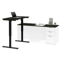 Про-концепция плюс регулируема височина L-Desk в бяло и наситено сиво