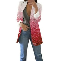 Manxivoo дамски палта женски отпечатан жилетка официален костюм с дълги ръкави ревери бизнес офис яке палуба блуза женски блейзери и костюми якета червено