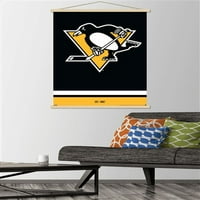 Pittsburgh Penguins - Плакат за стена с лого с магнитна рамка, 22.375 34