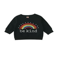 Franhais Baby Pullover, Flower Rainbow Letter Print Cound Neck Long Loweve Tops Eonman Outfit, 0- години