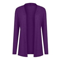 Женски модни стабилни дрехи Женски моден ежедневен плътно цвят с дълъг ръкав с яке със средна дължина лилаво 5xl