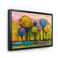 Дизайнарт 'цветни пейзажни дървета импресионист Ив' модерна рамка платно стена арт принт