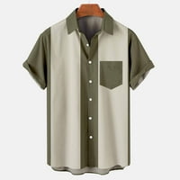 Мъжки ризи Leesechin Gaphic Tees Day Day Небрежни копчета Печат с джобна турнирна риза с къси ръкави на блуза на просвет