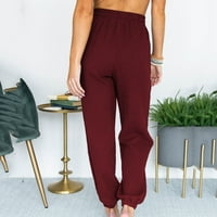 Meitianfacai сделки есенни дрехи за жени на мода на мода небрежен солиден цвят висок талия дантела разхлабени панталони дълги панталони панталони за жени