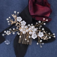 Шаферки Кристали Коса гребен ръчно изработен гребен с цветя с перли за принцеса парти благоприятства аксесоари