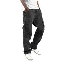 Мъжки товарни панталони Мъжки ежедневни мулти джоба прав крак на открито туристически панталони черен размер l