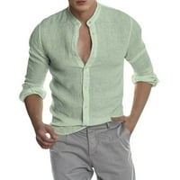 Мъжки тениски ежедневни модни плътни цветове стоящи яка v Врат Кардиган Топс с дълъг ръкав