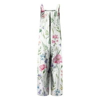 Женски панталони панталони Jumpsuch Fashion Casual Side Pockets Floral Print Не-регулируема каишка комбинезон