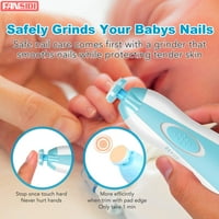 Бебешки тример за нокти електрически, бебешки нокти за нокти Безопасен комплект за бебешки нокти с допълнителни подложки за подмяна, облицовка на полски комплект за подстригване за новородено бебе или възрастни