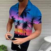 Jsaierl Men's Casual Boho Print Tops Summer Button Down Short Lleeve Turndown Rishs Fashion Beach Vacation Tee Blouses